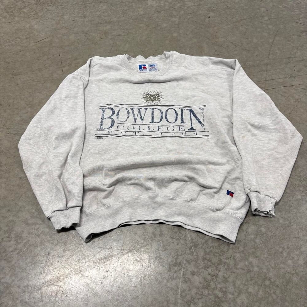 Russell-athletic Men's Grey and White Sweatshirt